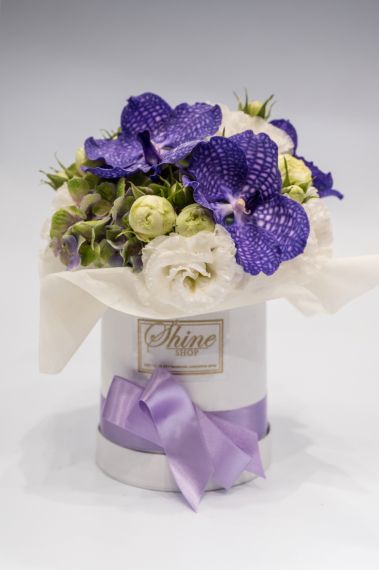 стилна кутия с лилава орхидея